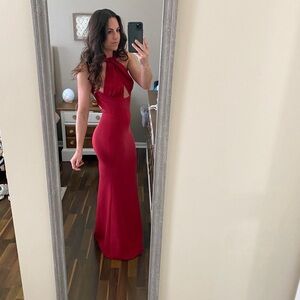 Red Open Back Formal Gown Dress